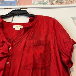 Maeve Red Button-Front Pocket Women’s Top